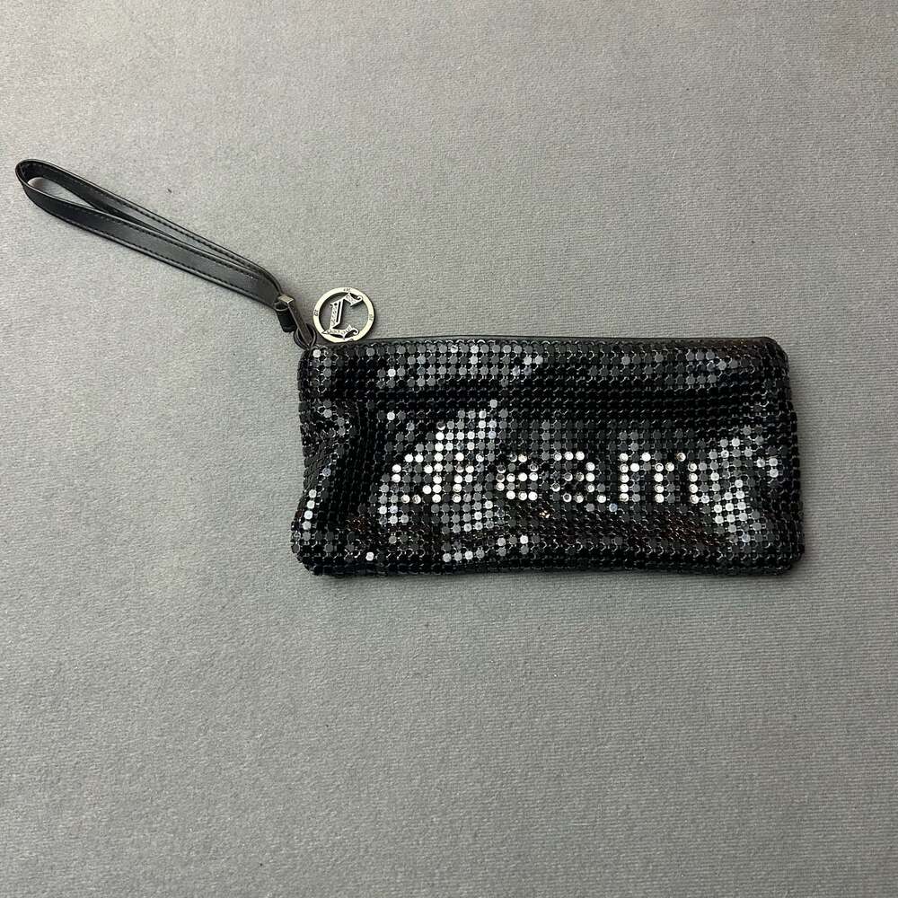 JLO by Jennifer Lopez Y2K black chainmail mesh wristlet clutch rhinestones Z65